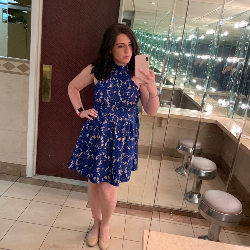 Blue lace floral dress